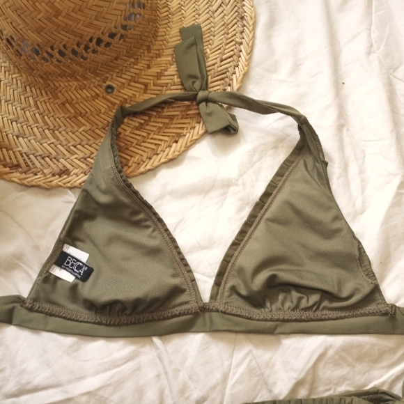 NWOT BECCA Swimwear Olive Green Studded Bikini Set Sz S/M - Picture 4 of 10